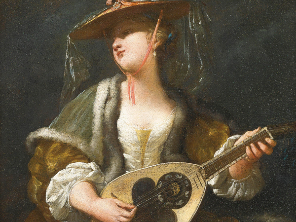 Slider jean barbault  1718 1762    a lady playinng a mandolin